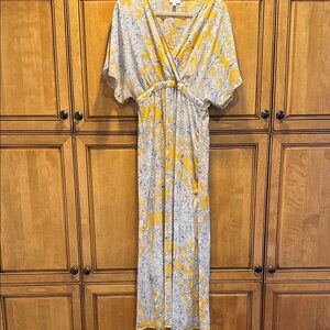Love Fire Yellow White Dolman Sleeve Maxi Sundress